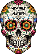 Load image into Gallery viewer, DTF Transfer – GL Mischief and Mayhem Skull Multi Sizes
