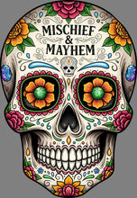Load image into Gallery viewer, DTF Transfer – GL Mischief and Mayhem Skull Multi Sizes
