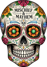 Load image into Gallery viewer, DTF Transfer – GL Mischief and Mayhem Skull Multi Sizes
