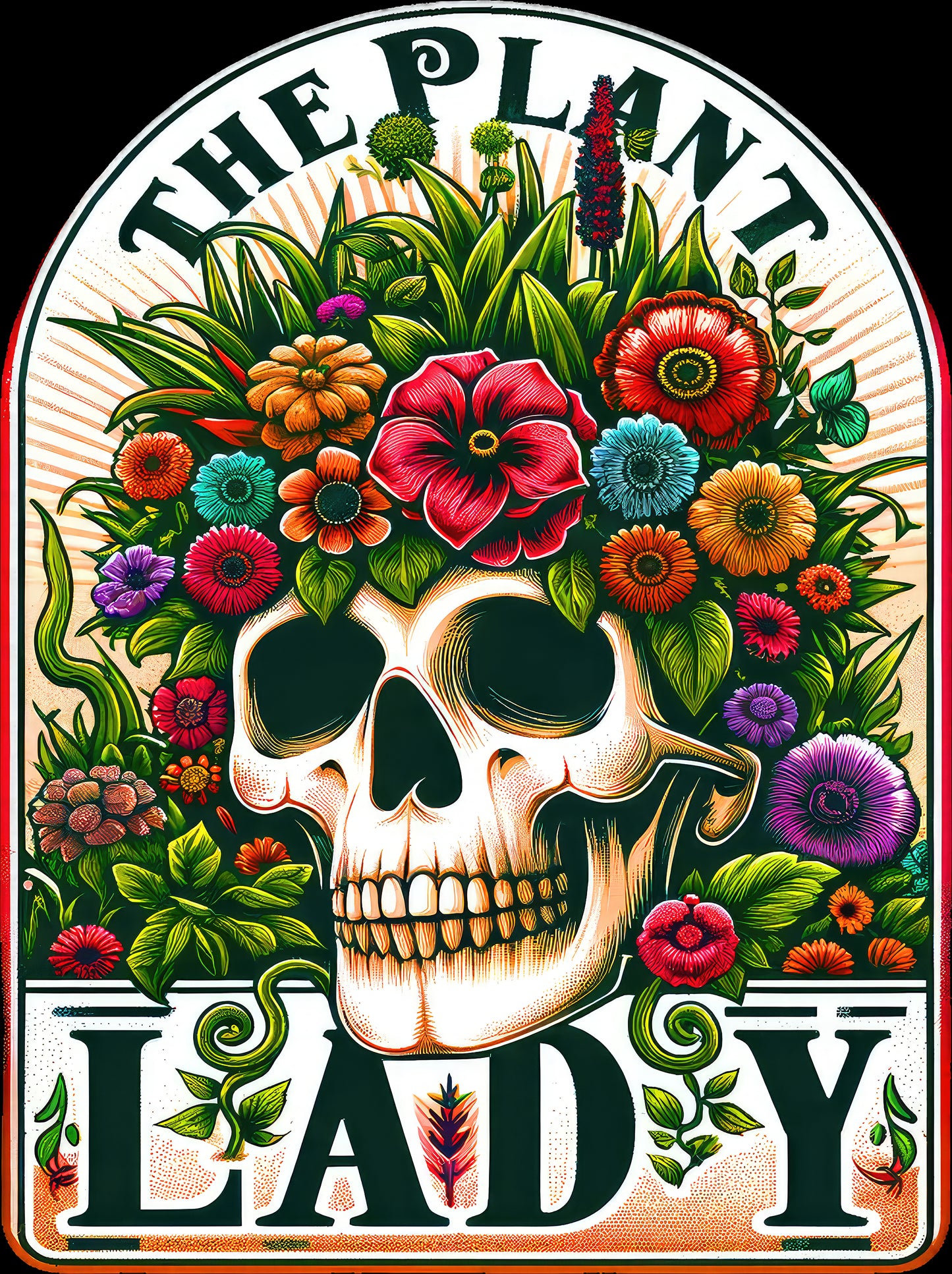 DTF Transfer – Plant Lady Skull Multi Sizes (SK-FL001)