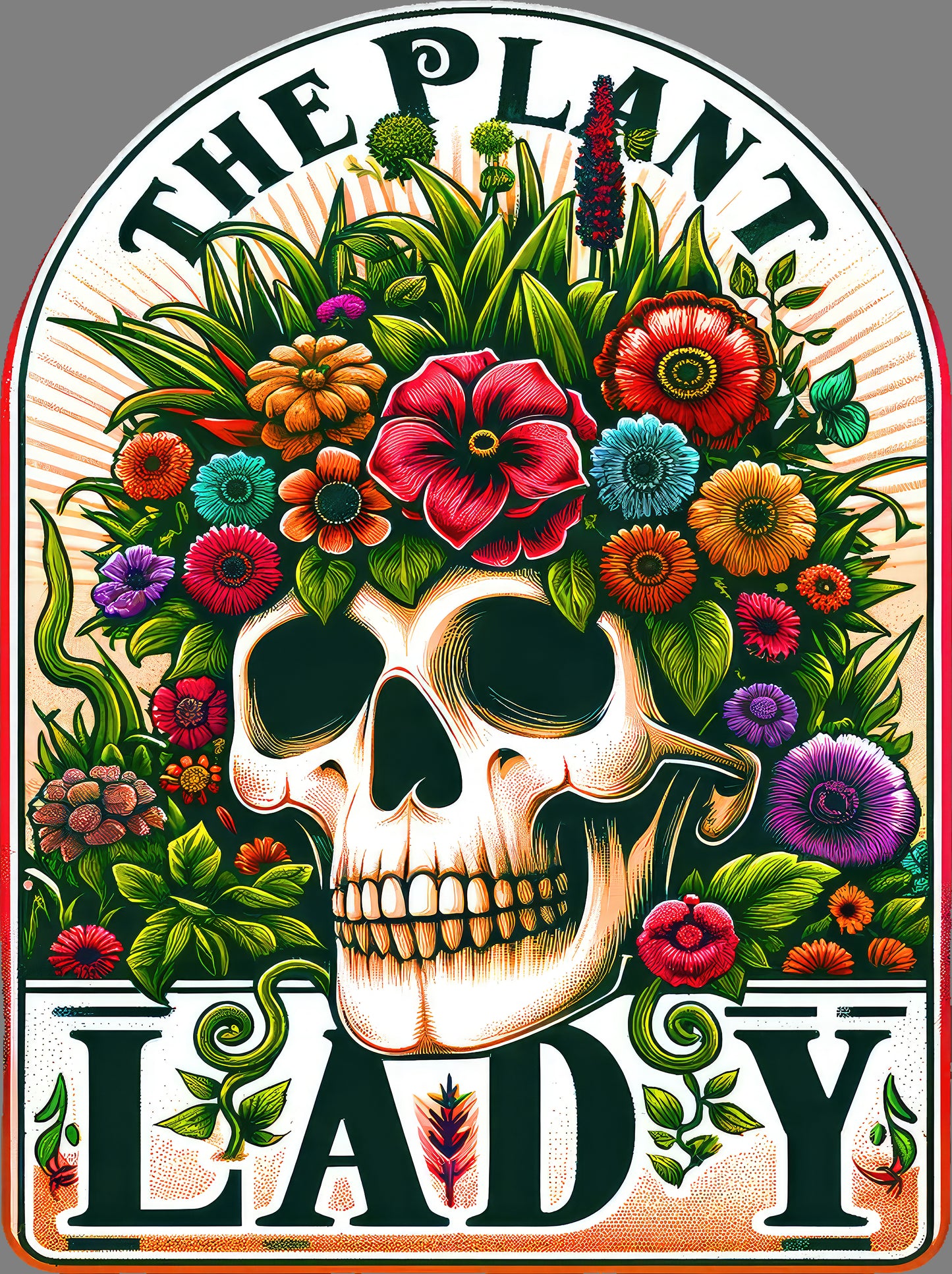 DTF Transfer – Plant Lady Skull Multi Sizes (SK-FL001)