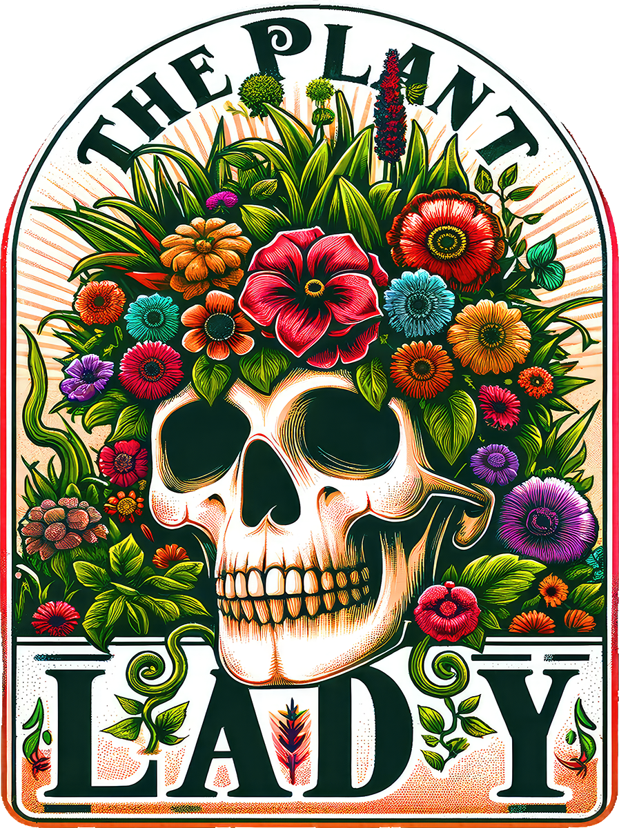 DTF Transfer – Plant Lady Skull Multi Sizes (SK-FL001)
