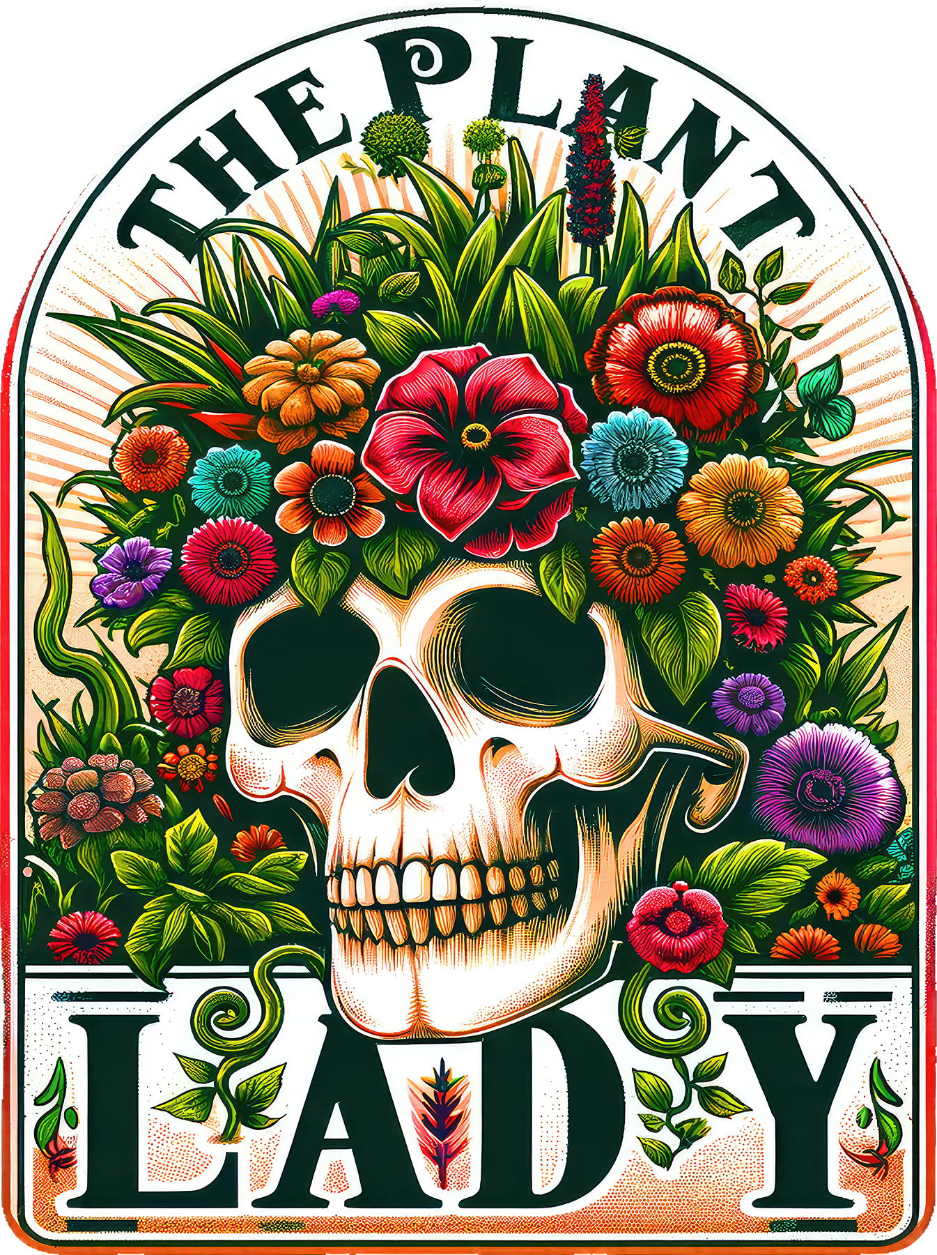 DTF Transfer – Plant Lady Skull Multi Sizes (SK-FL001)