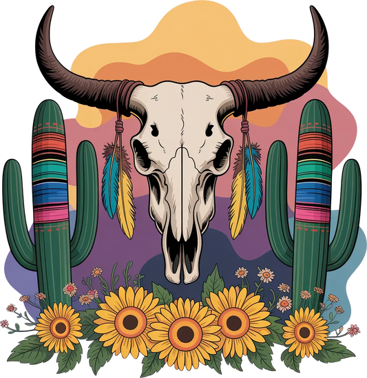 DTF Transfer – GW Cow Skull Multi Sizes
