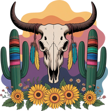Load image into Gallery viewer, DTF Transfer – GW Cow Skull Multi Sizes
