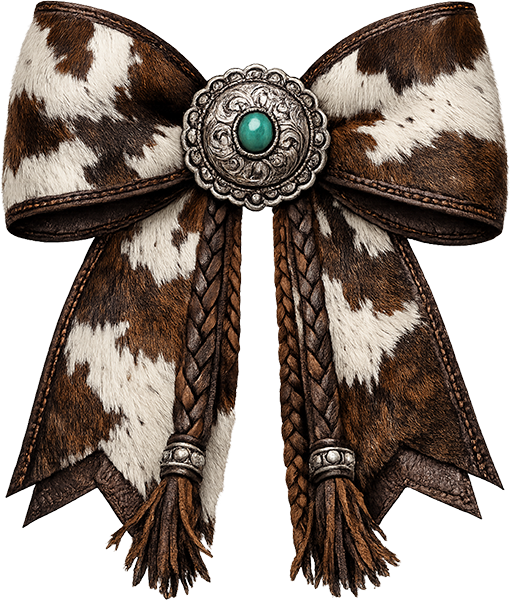 DTF Transfer – Cow Leather Bow Multi Sizes (BW-CT001)