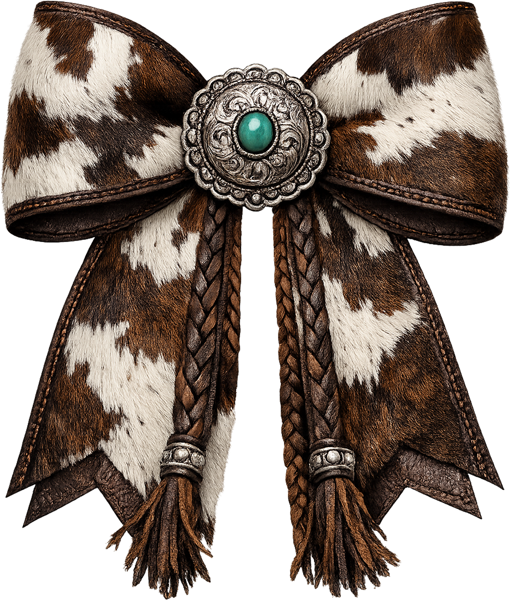 DTF Transfer – Cow Leather Bow Multi Sizes (BW-CT001)