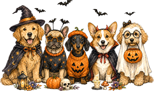 DTF Transfer – Halloween Dogs A Multi Sizes (HA-AN003)