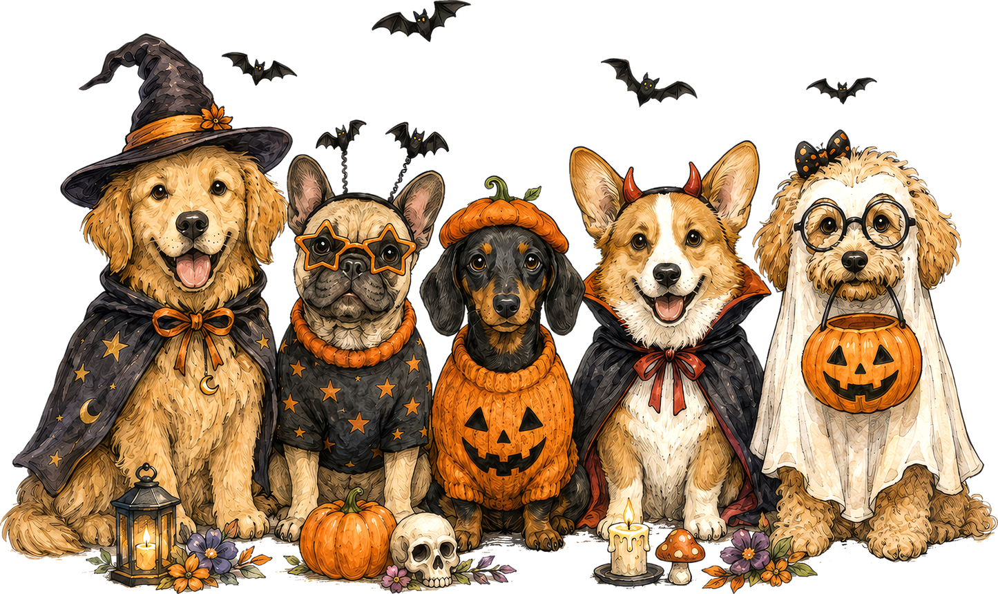 DTF Transfer – Halloween Dogs A Multi Sizes (HA-AN003)