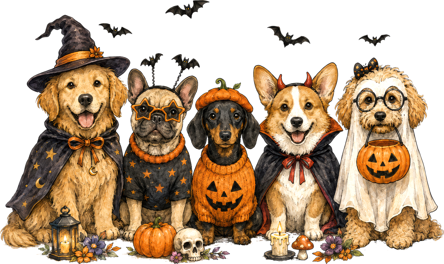 DTF Transfer – Halloween Dogs A Multi Sizes (HA-AN003)