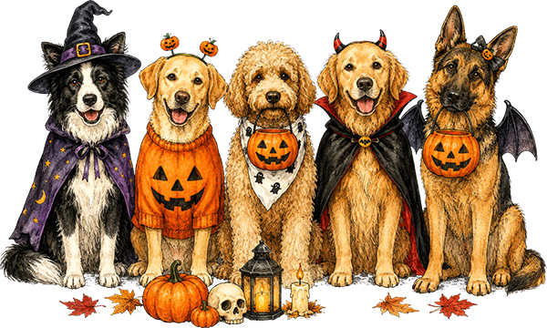 DTF Transfer – Halloween Dogs B Multi Sizes (HA-AN006)