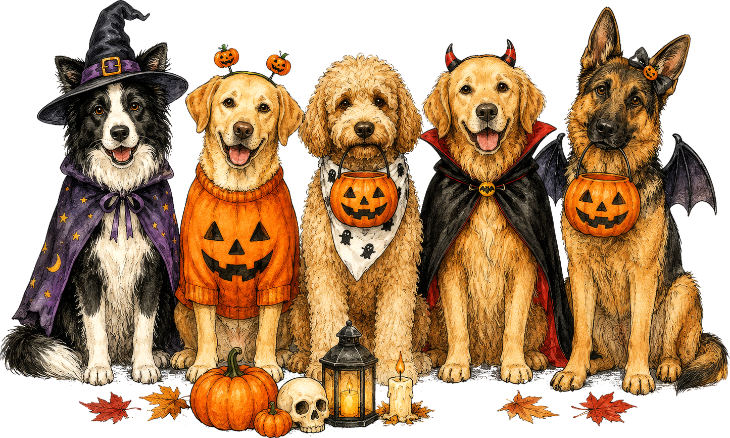 DTF Transfer – Halloween Dogs B Multi Sizes (HA-AN006)