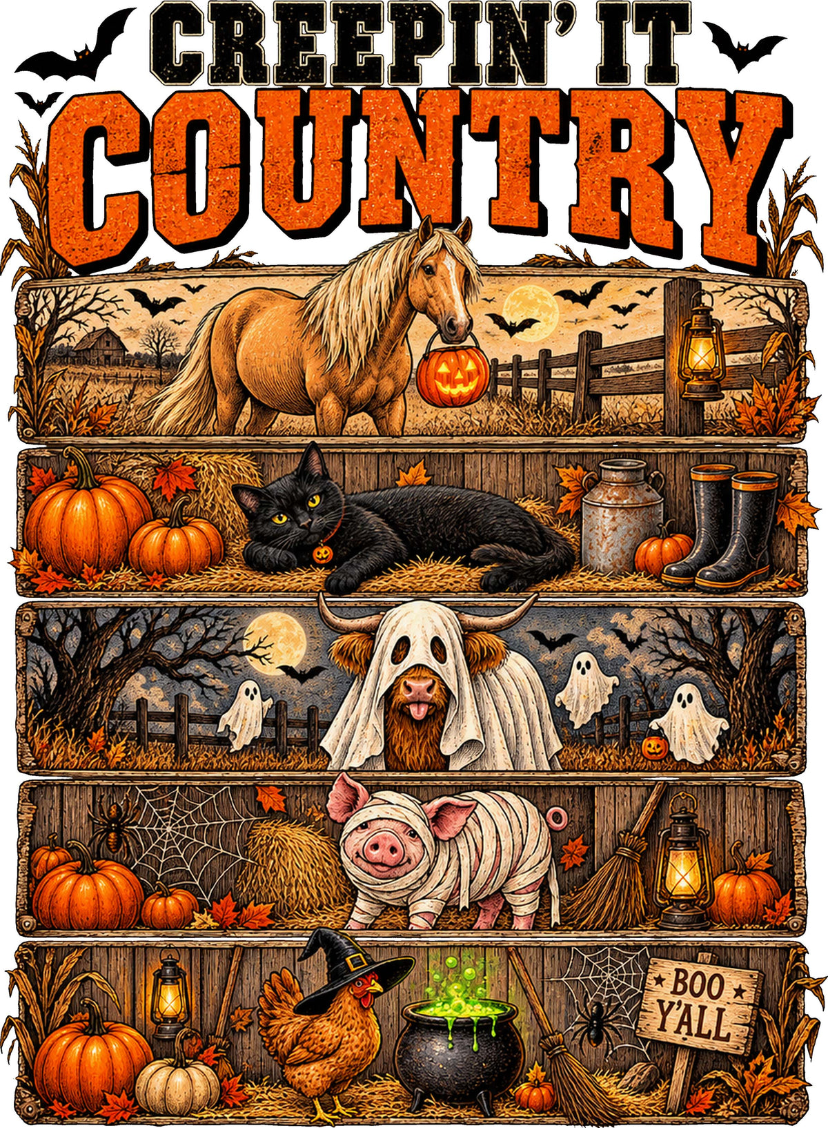 DTF Transfer - Creepin Country Scene A (HA-CT002)