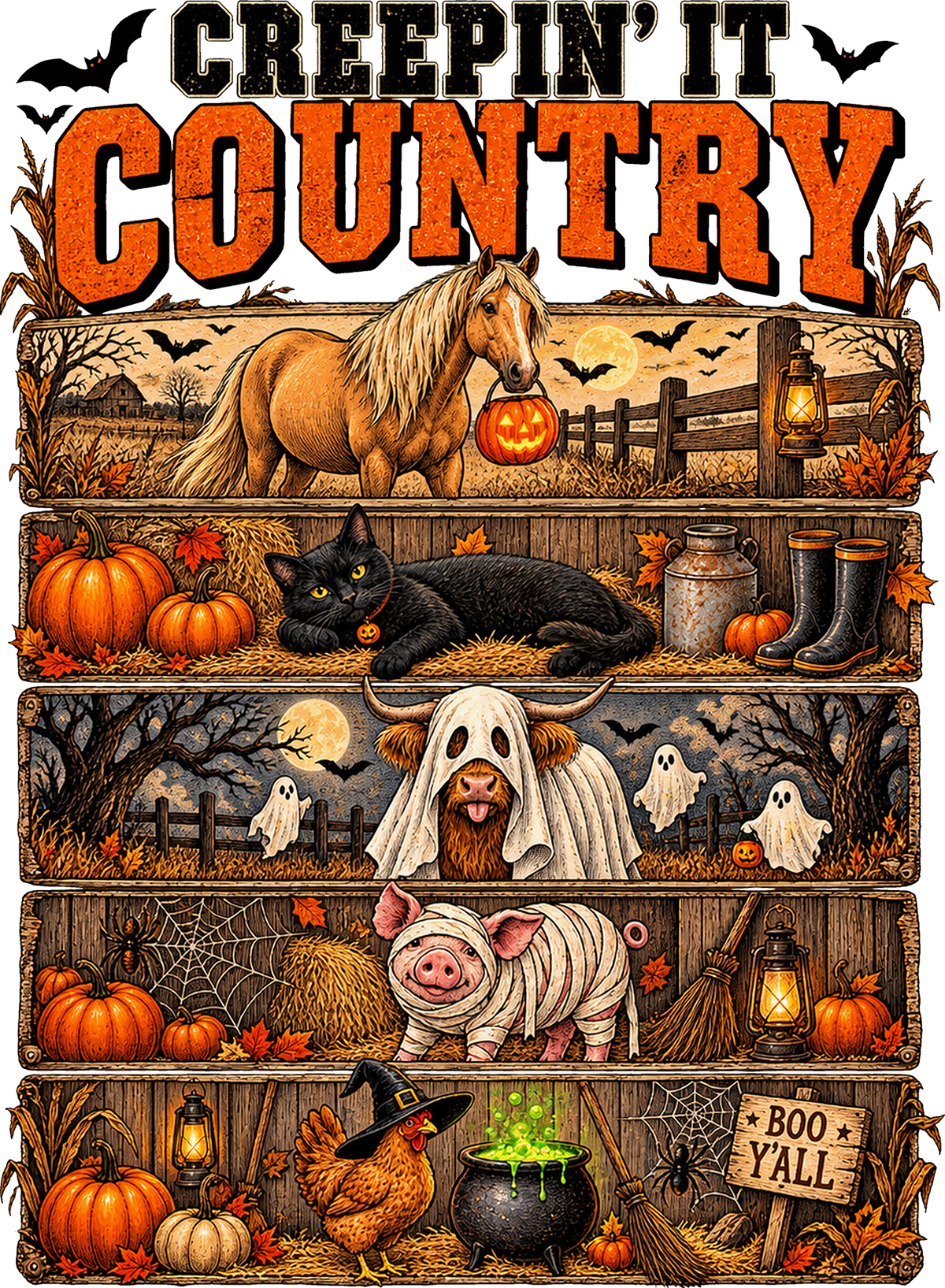 DTF Transfer - Creepin Country Scene A (HA-CT002)