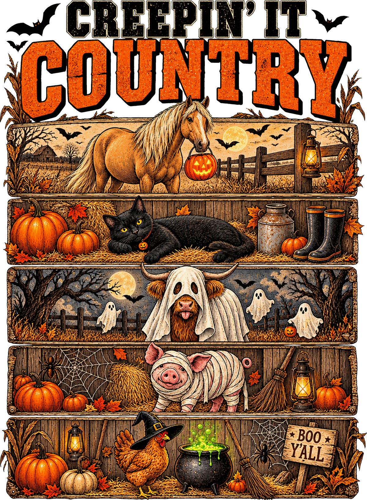 DTF Transfer - Creepin Country Scene A (HA-CT002)