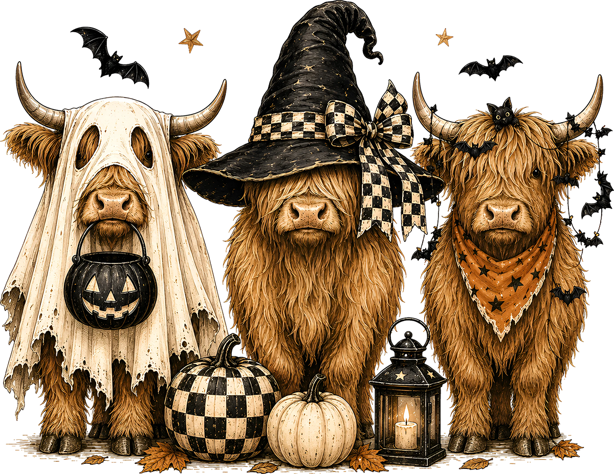 DTF Transfer - Halloween Cow Trio A (HA-CW002)