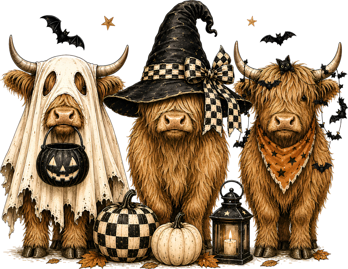 DTF Transfer - Halloween Cow Trio A (HA-CW002)