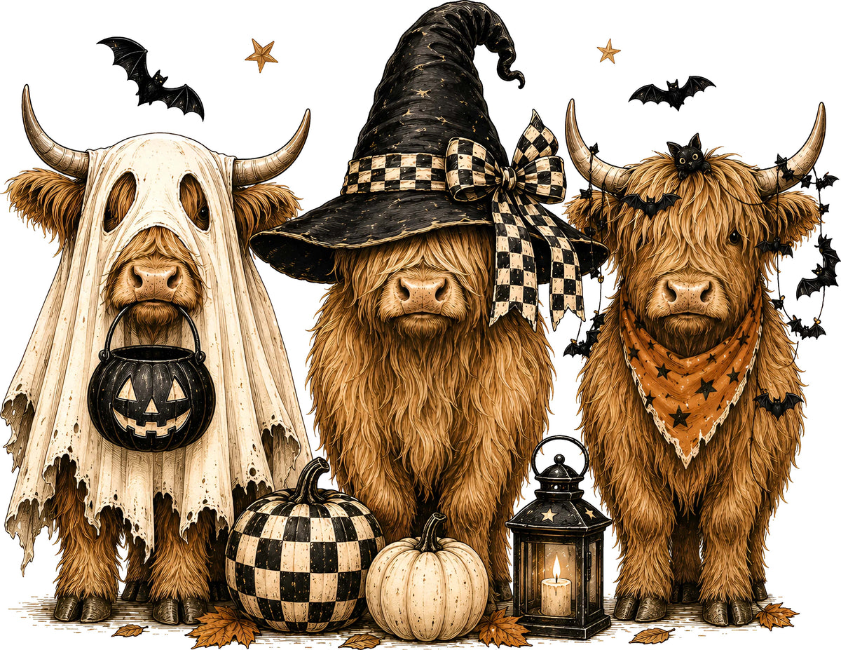 DTF Transfer - Halloween Cow Trio A (HA-CW002)