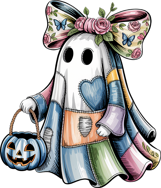 DTF Transfer – Patchwork Ghost Multi Sizes (HA-GH001)