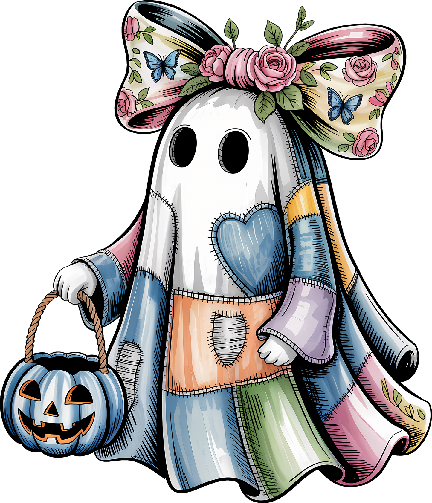 DTF Transfer – Patchwork Ghost Multi Sizes (HA-GH001)
