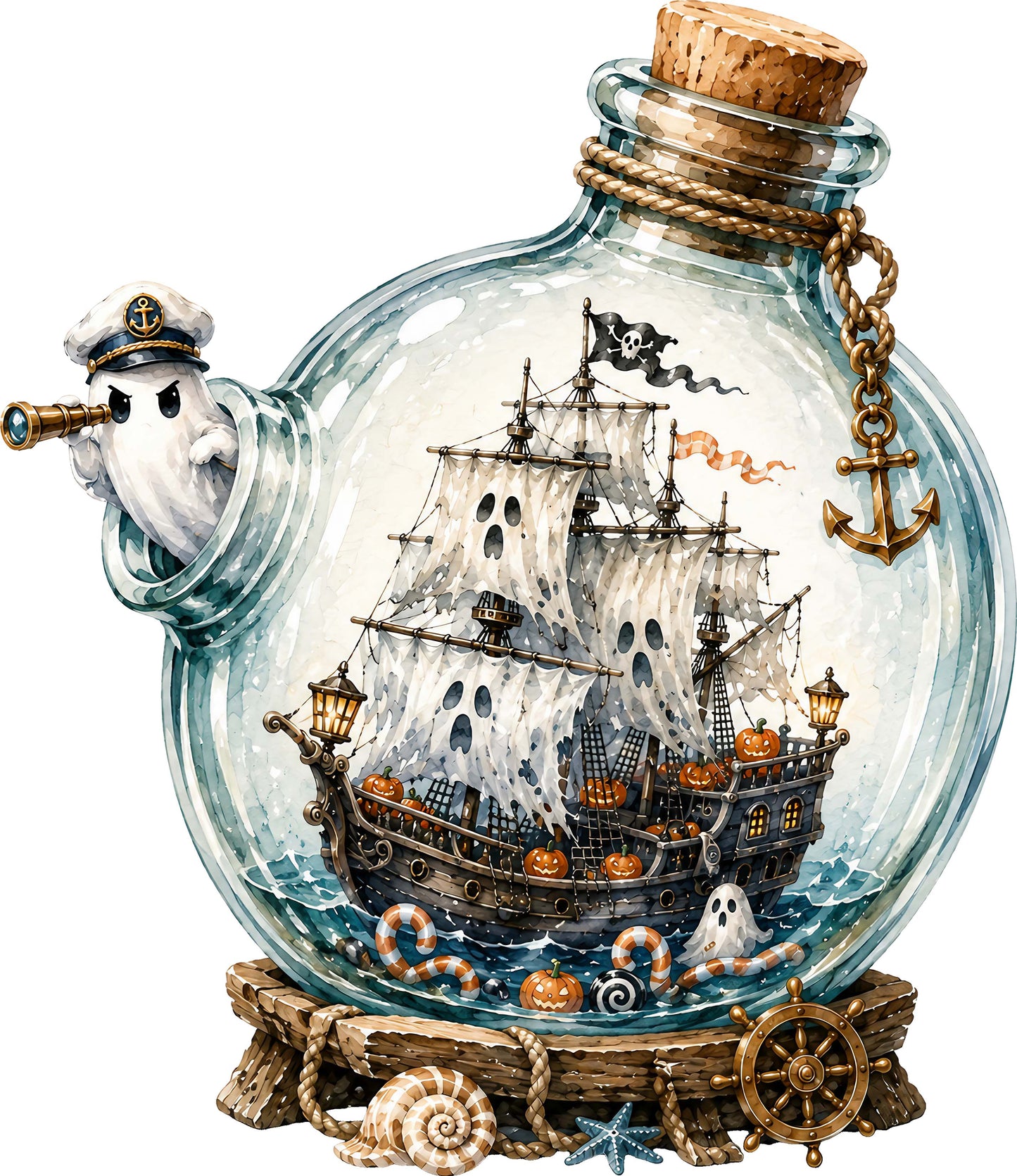 DTF Transfer – Ghost Boat Glass Multi Sizes (HA-GH010)