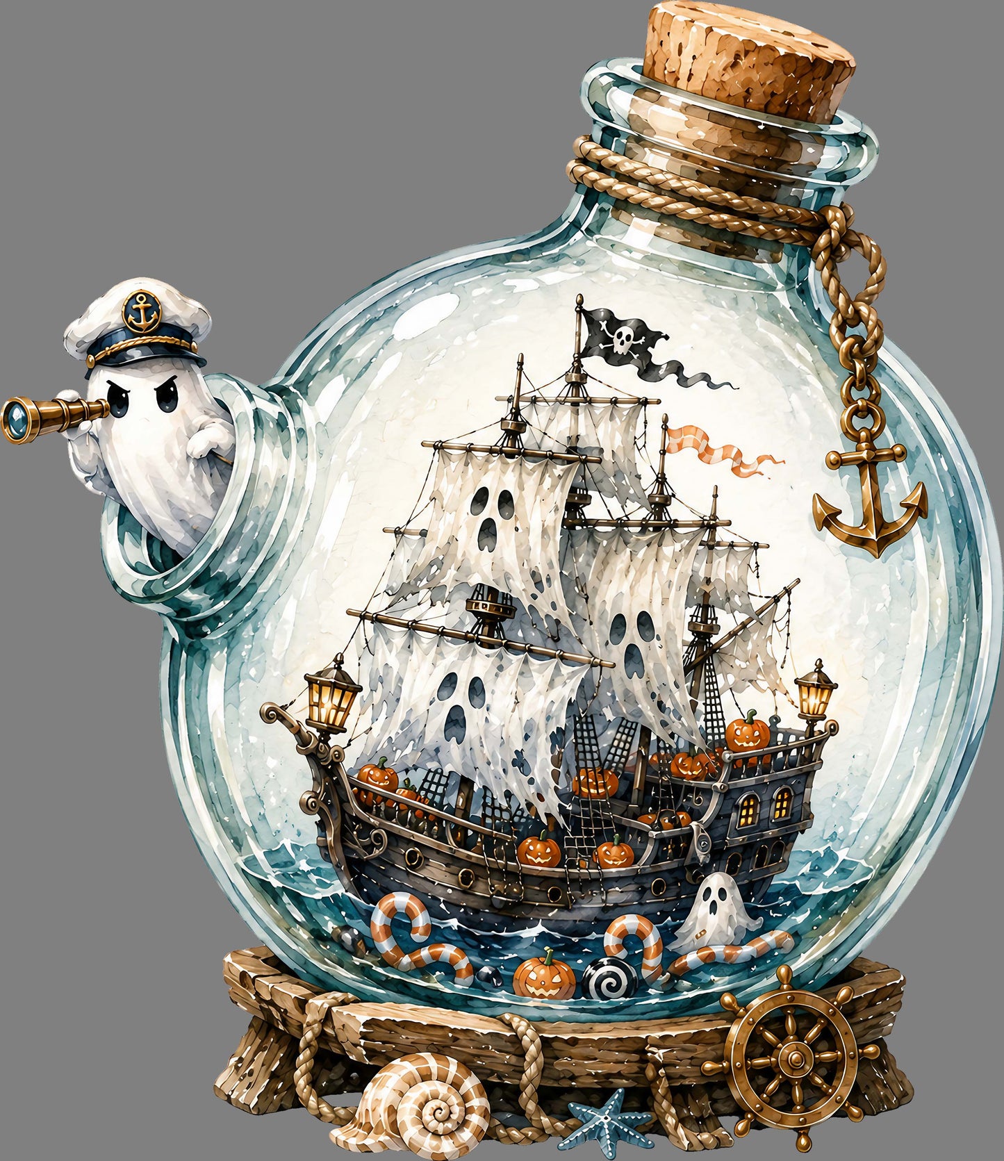 DTF Transfer – Ghost Boat Glass Multi Sizes (HA-GH010)