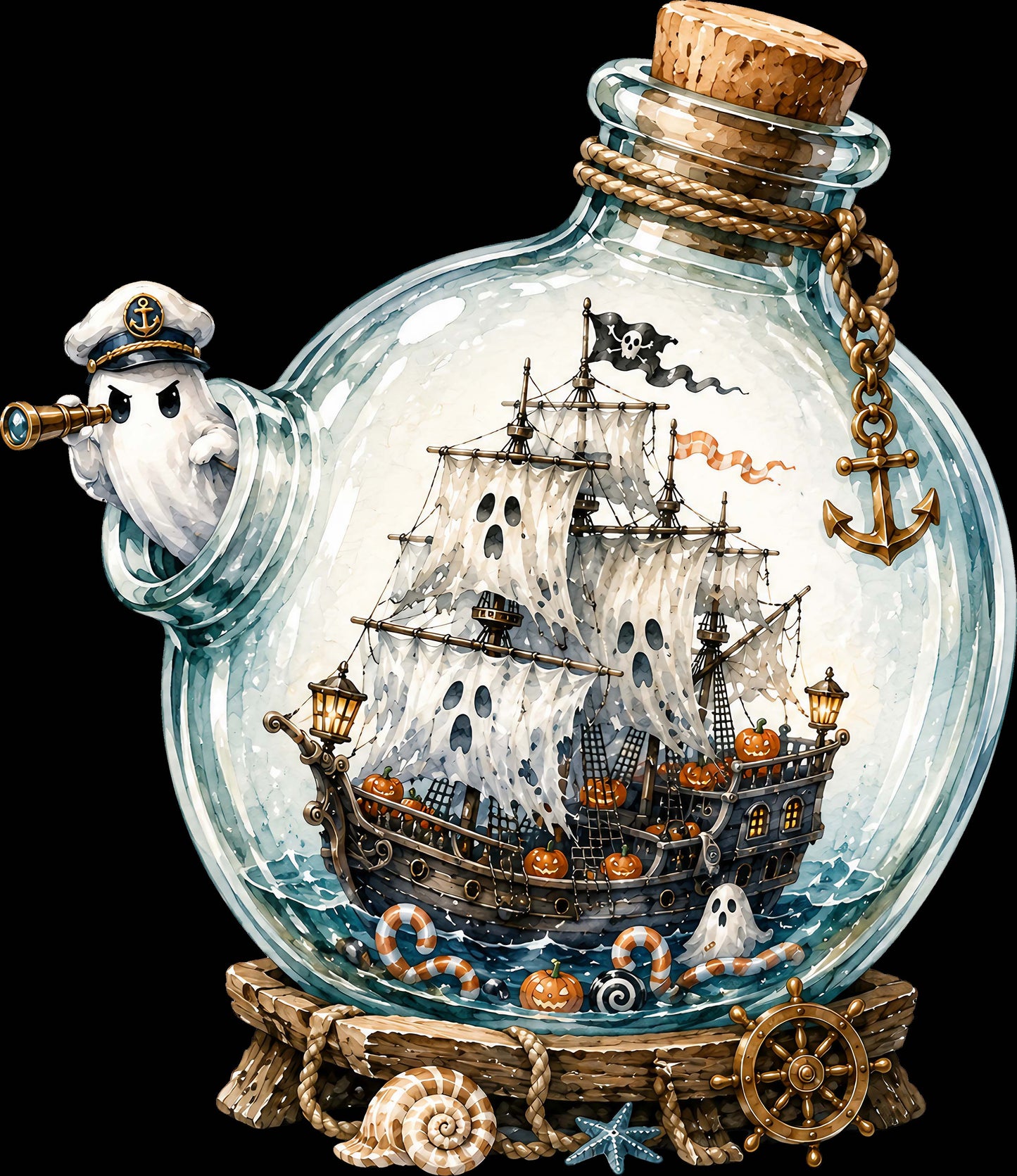 DTF Transfer – Ghost Boat Glass Multi Sizes (HA-GH010)