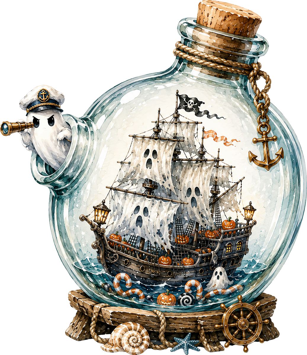 DTF Transfer – Ghost Boat Glass Multi Sizes (HA-GH010)