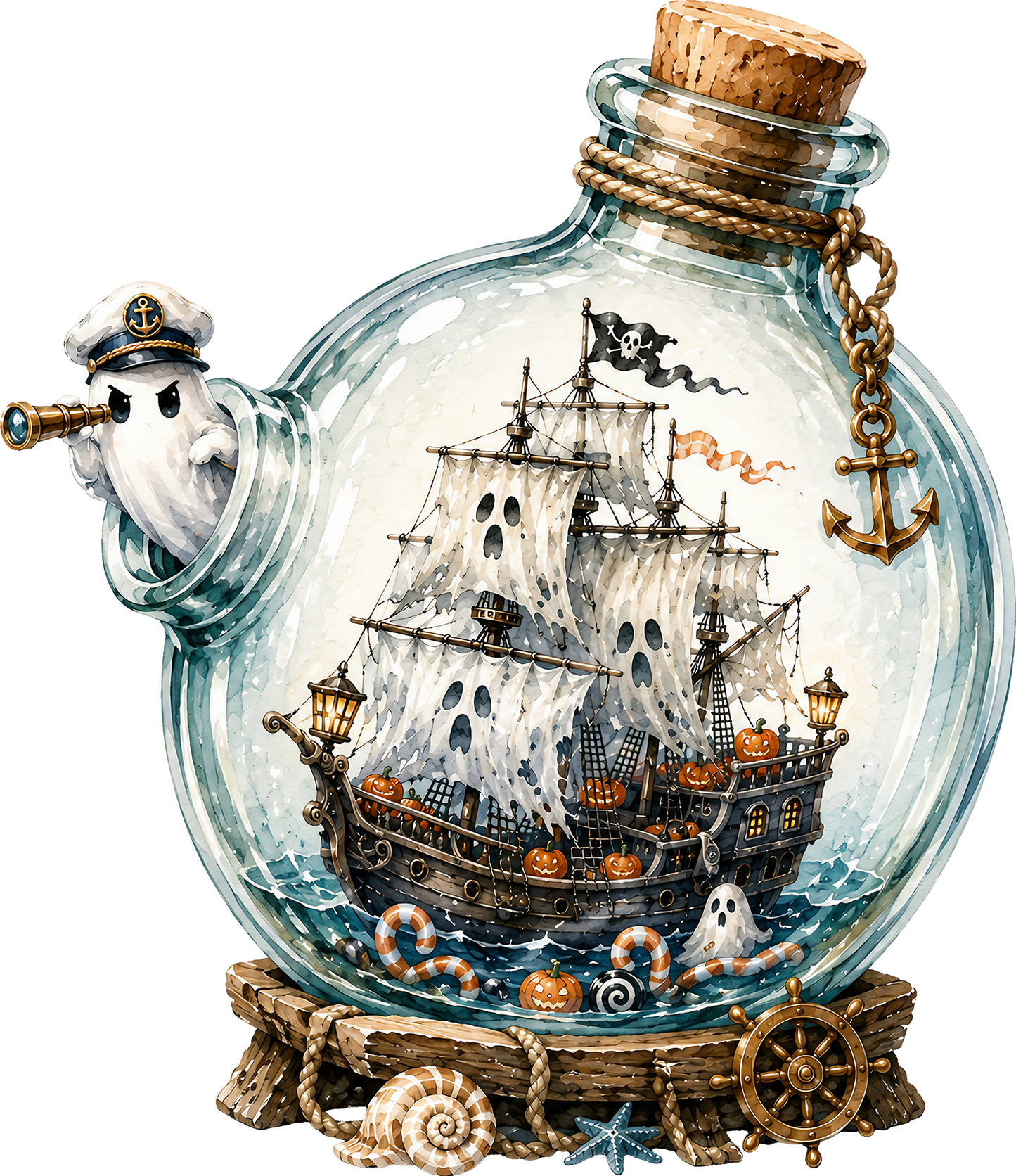 DTF Transfer – Ghost Boat Glass Multi Sizes (HA-GH010)
