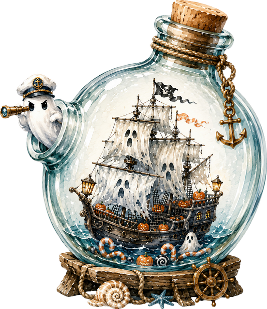 DTF Transfer – Ghost Boat Glass Multi Sizes (HA-GH010)
