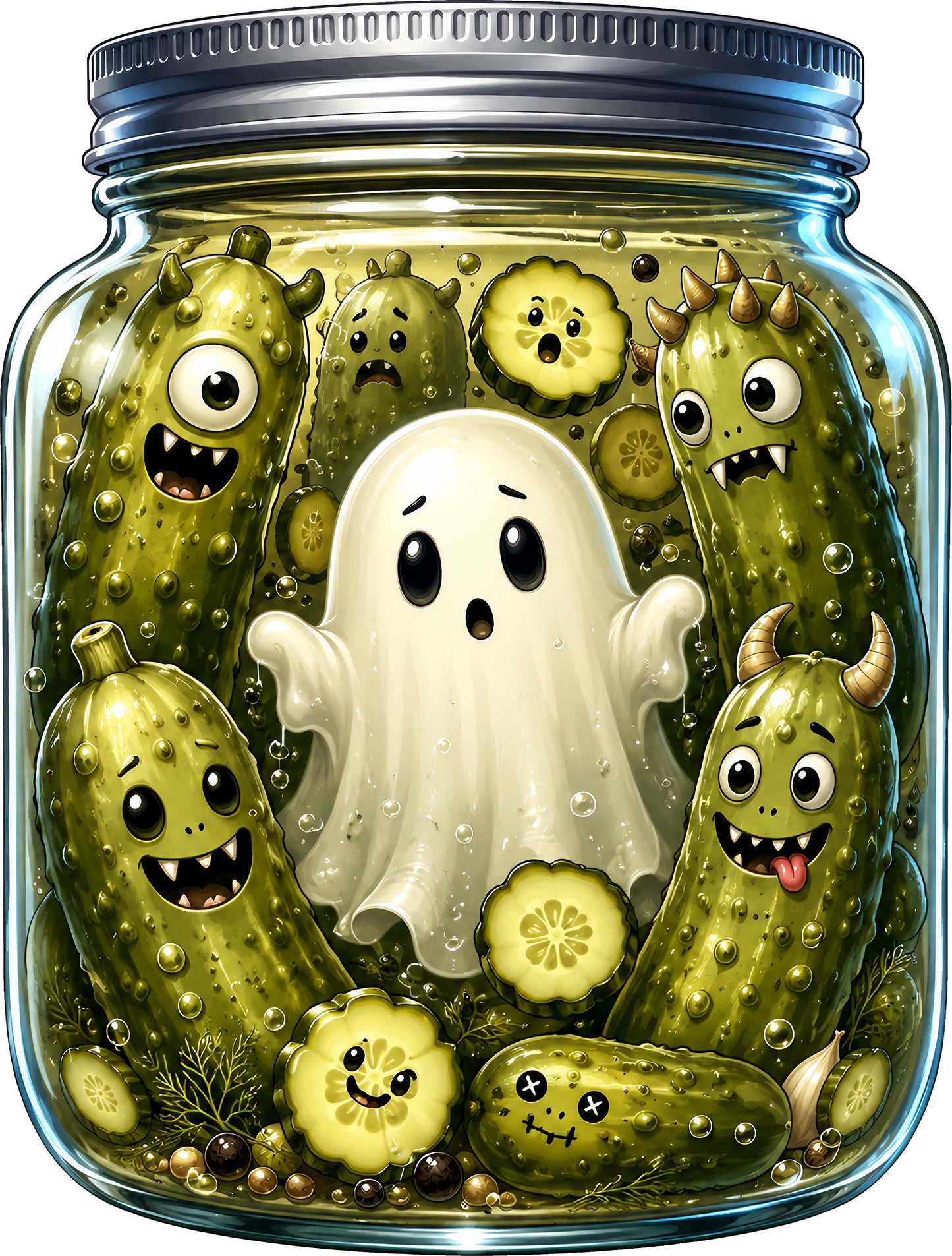 DTF Transfer – Ghost Pickle Jar Multi Sizes (HA-GH011)