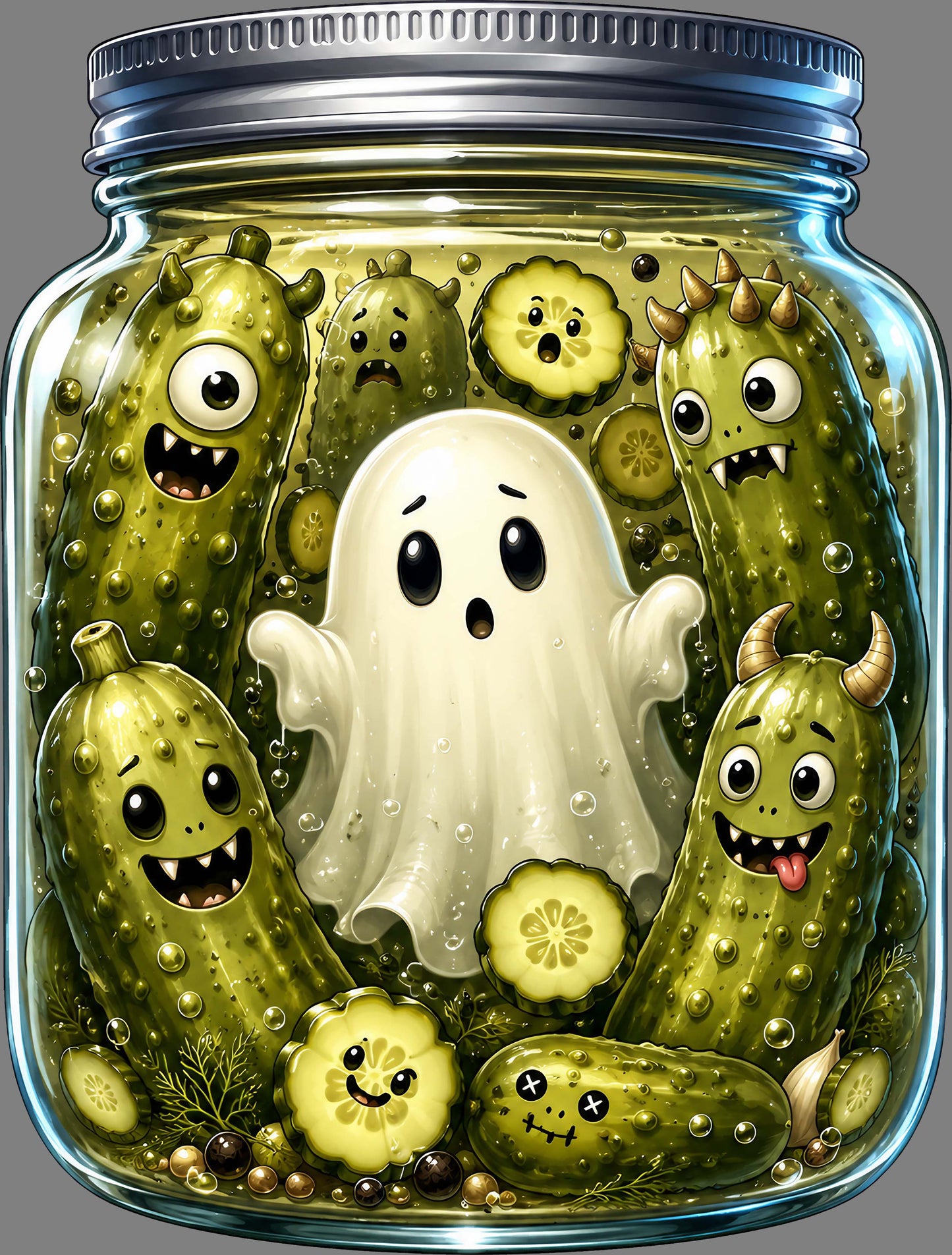 DTF Transfer – Ghost Pickle Jar Multi Sizes (HA-GH011)