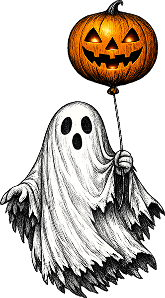 DTF Transfer – Ghost With Balloon A  Multi Sizes (HA-GH019)