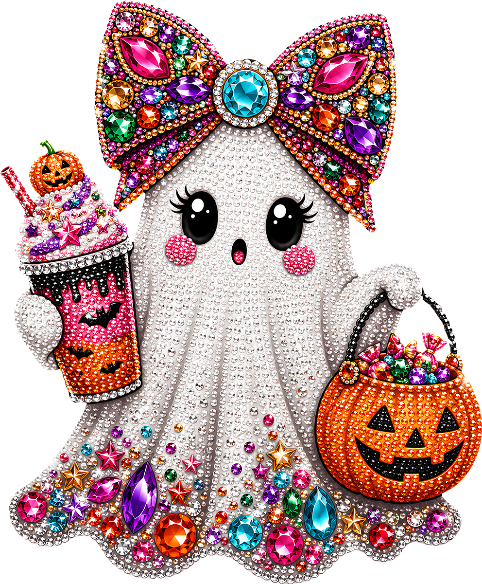 DTF Transfer – Rhinestone Ghost  Multi Sizes (HA-GH020)
