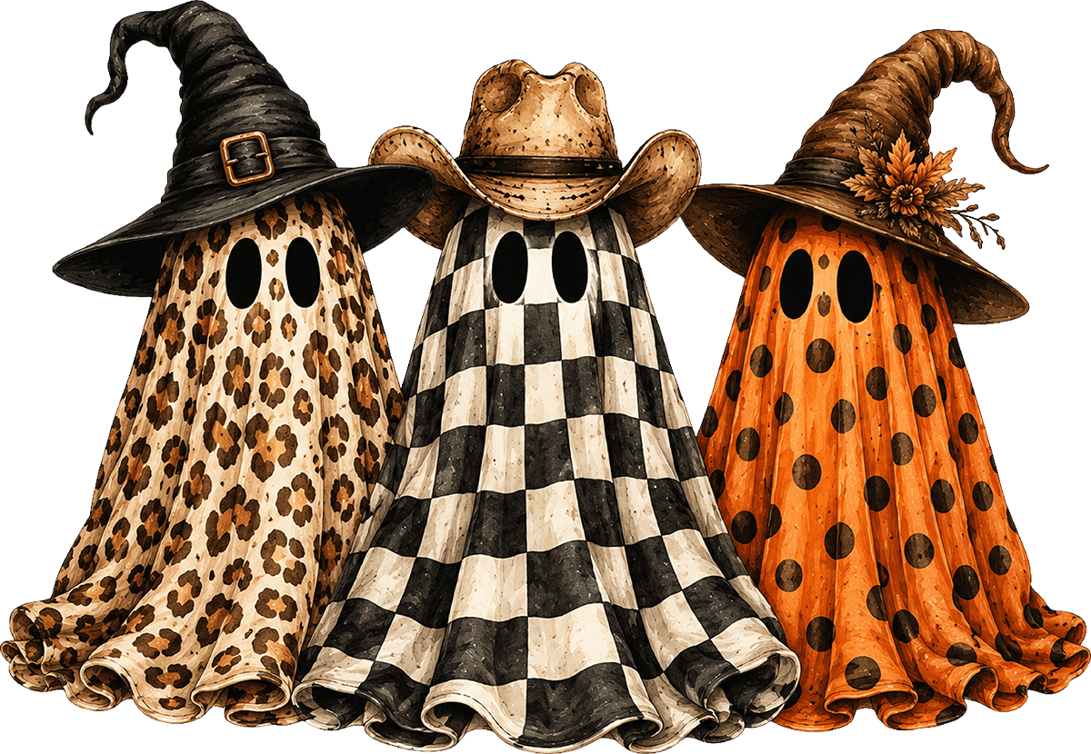 DTF Transfer – Ghost Trio Hats A Multi Sizes (HA-GH021)