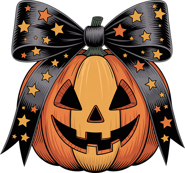 DTF Transfer - Jackolantern With Bow  (HA-JL002)