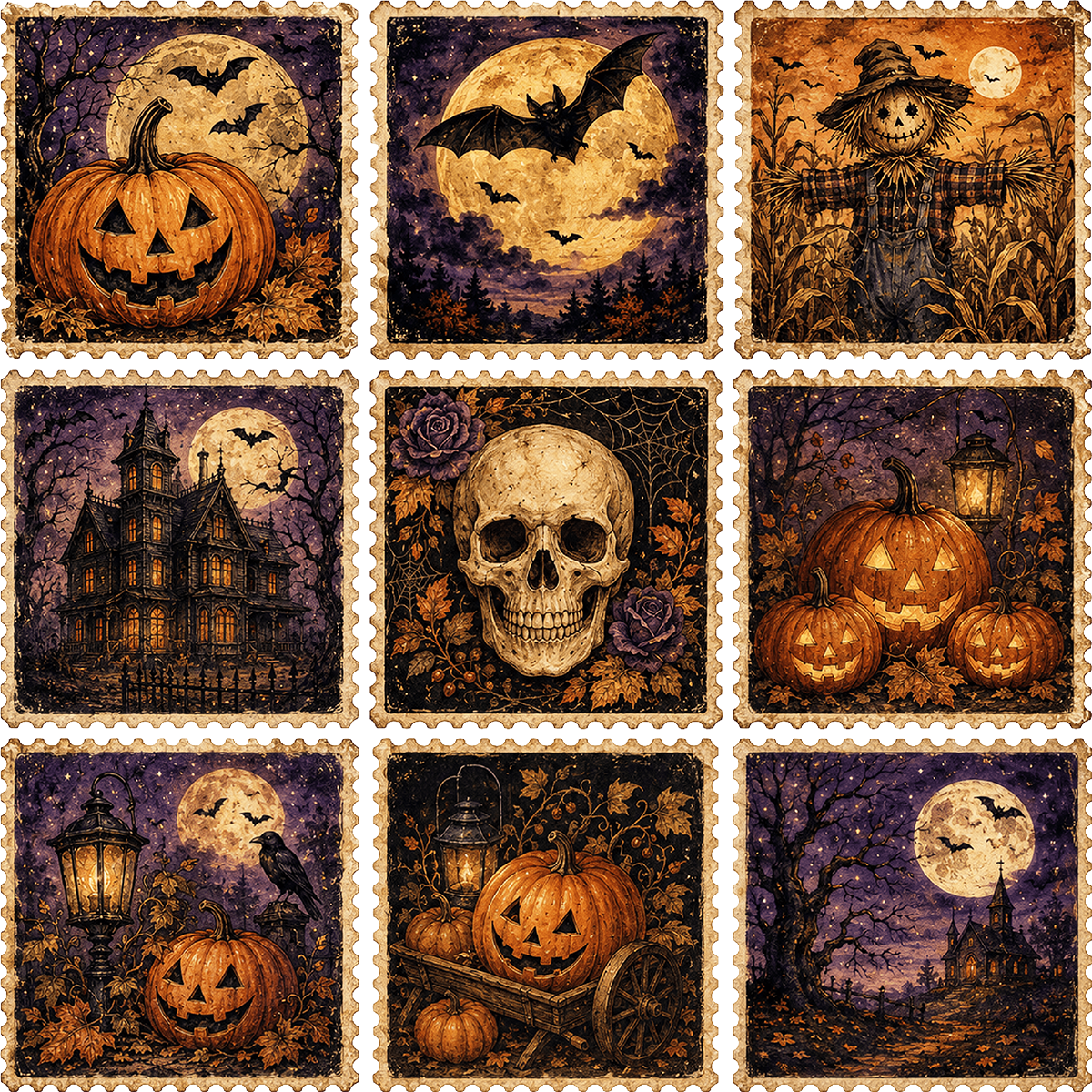 DTF Transfer - Halloween Stamps (HA-SC004)