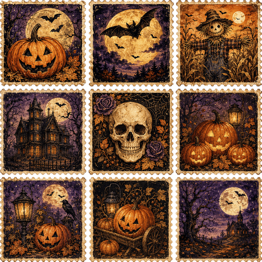 DTF Transfer - Halloween Stamps (HA-SC004)