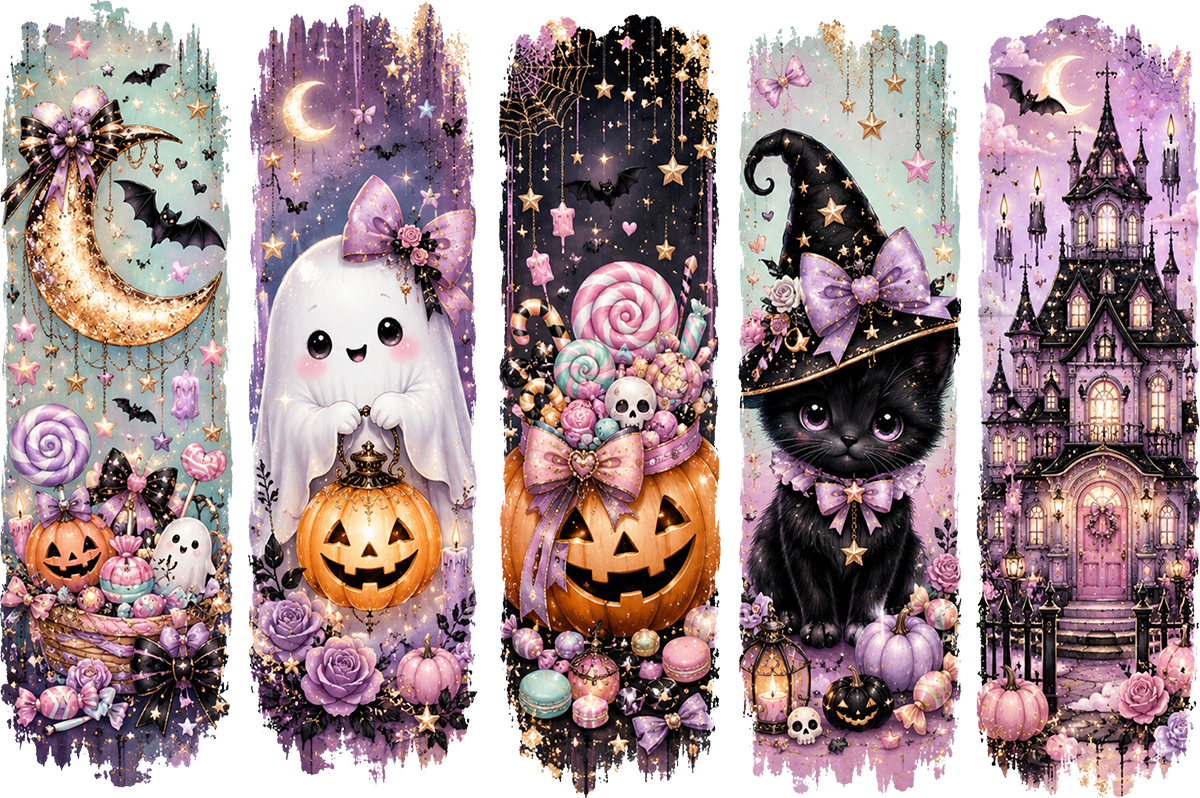 DTF Transfer – Girly Halloween Scene A Multi Sizes (HA-SC007)