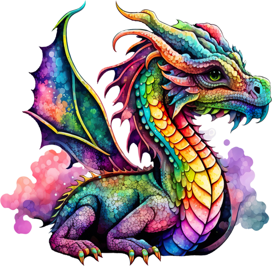 DTF Transfer – Watercolor Dragon Multi Sizes (MY-DR001)