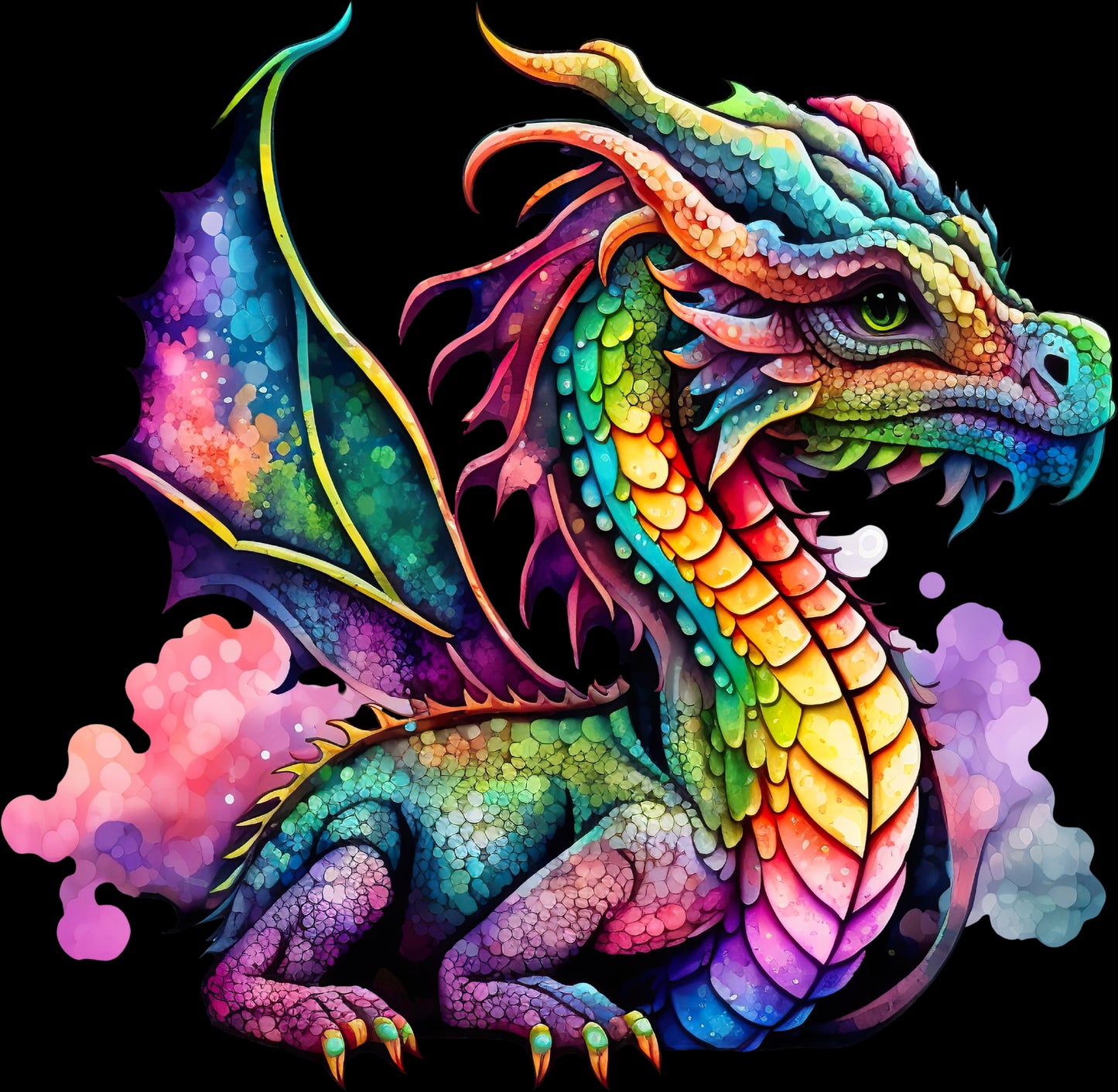 DTF Transfer – Watercolor Dragon Multi Sizes (MY-DR001)