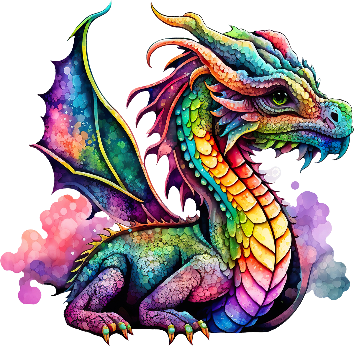 DTF Transfer – Watercolor Dragon Multi Sizes (MY-DR001)
