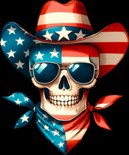 Load image into Gallery viewer, DTF Transfer – HB Patriotic Skull Cowboy Multi Sizes
