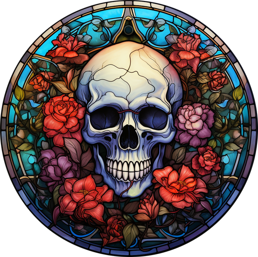 DTF Transfer – HF Skull Glass Flowers Multi Sizes