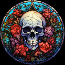 Load image into Gallery viewer, DTF Transfer – HF Skull Glass Flowers Multi Sizes
