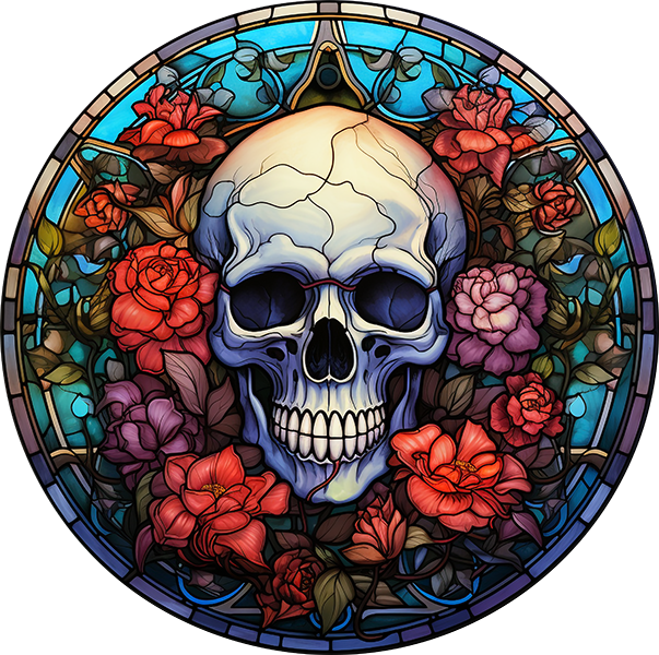 DTF Transfer – HF Skull Glass Flowers Multi Sizes
