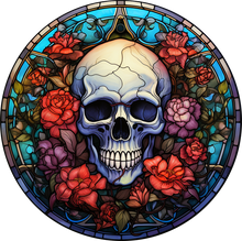 Load image into Gallery viewer, DTF Transfer – HF Skull Glass Flowers Multi Sizes
