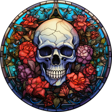 Load image into Gallery viewer, DTF Transfer – HF Skull Glass Flowers Multi Sizes
