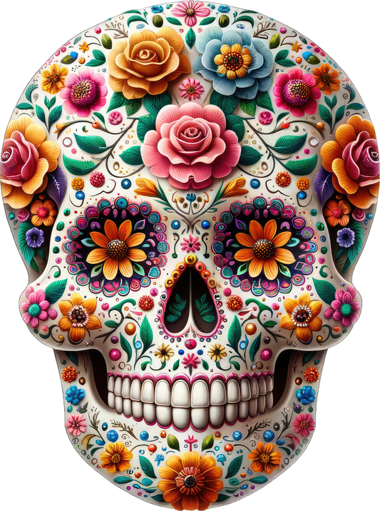 DTF Transfer – HG Skull Flowers Multi Sizes