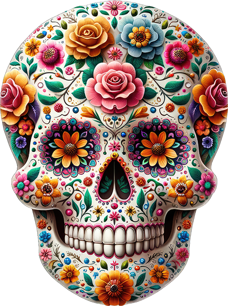 DTF Transfer – HG Skull Flowers Multi Sizes